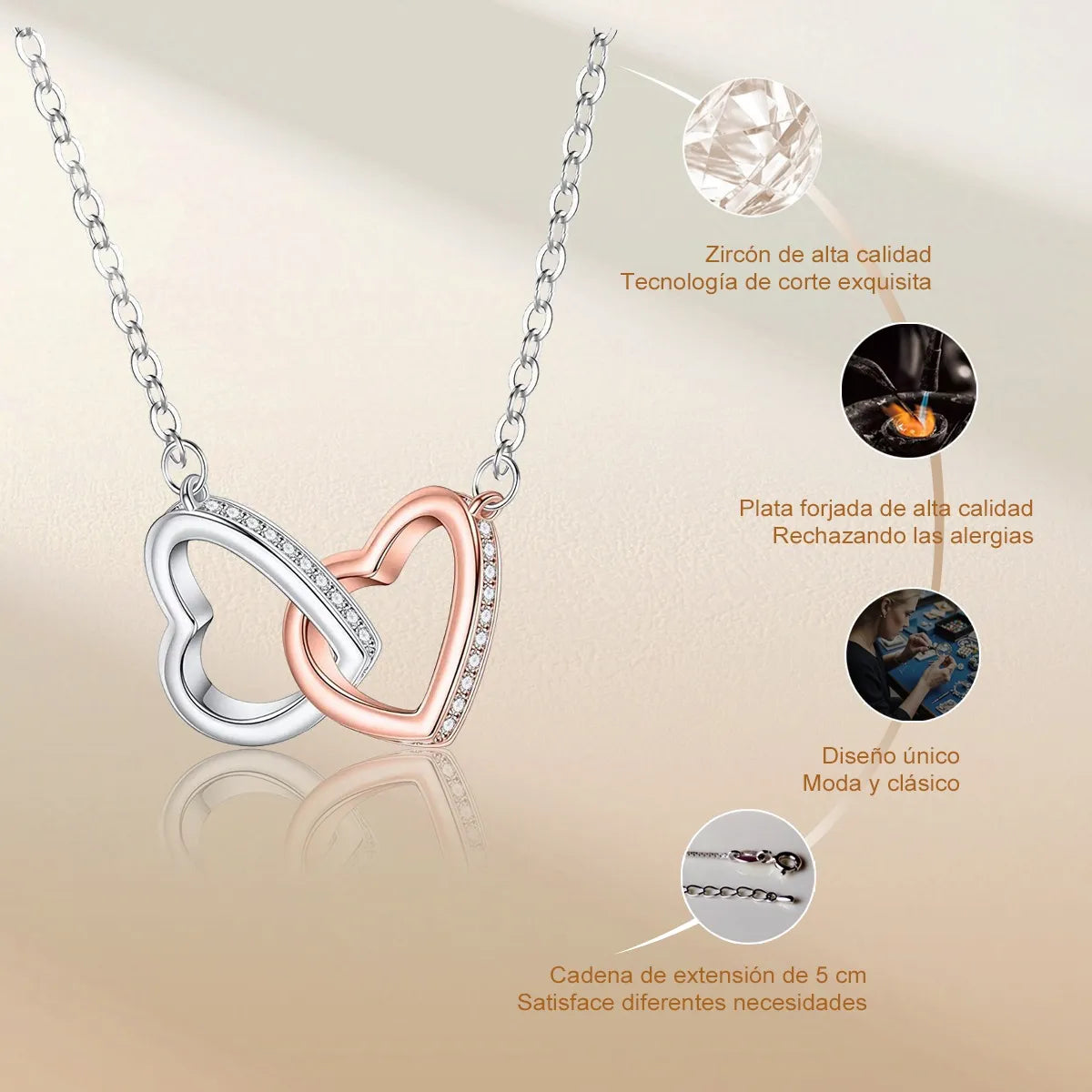 Tus latidos, su conexión - Collar corazones unidos HX